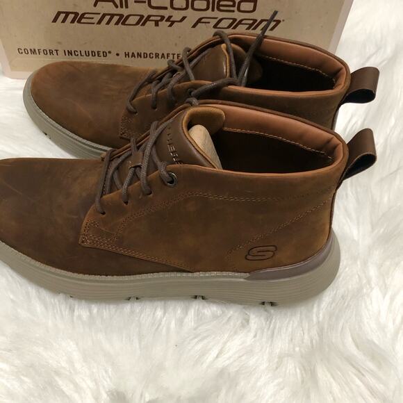 Sketchers Garza-Fontaine Mens Boots Sz 8 Dark Brown Leather Lace‎ Up Relaxed Fit - Picture 6 of 9